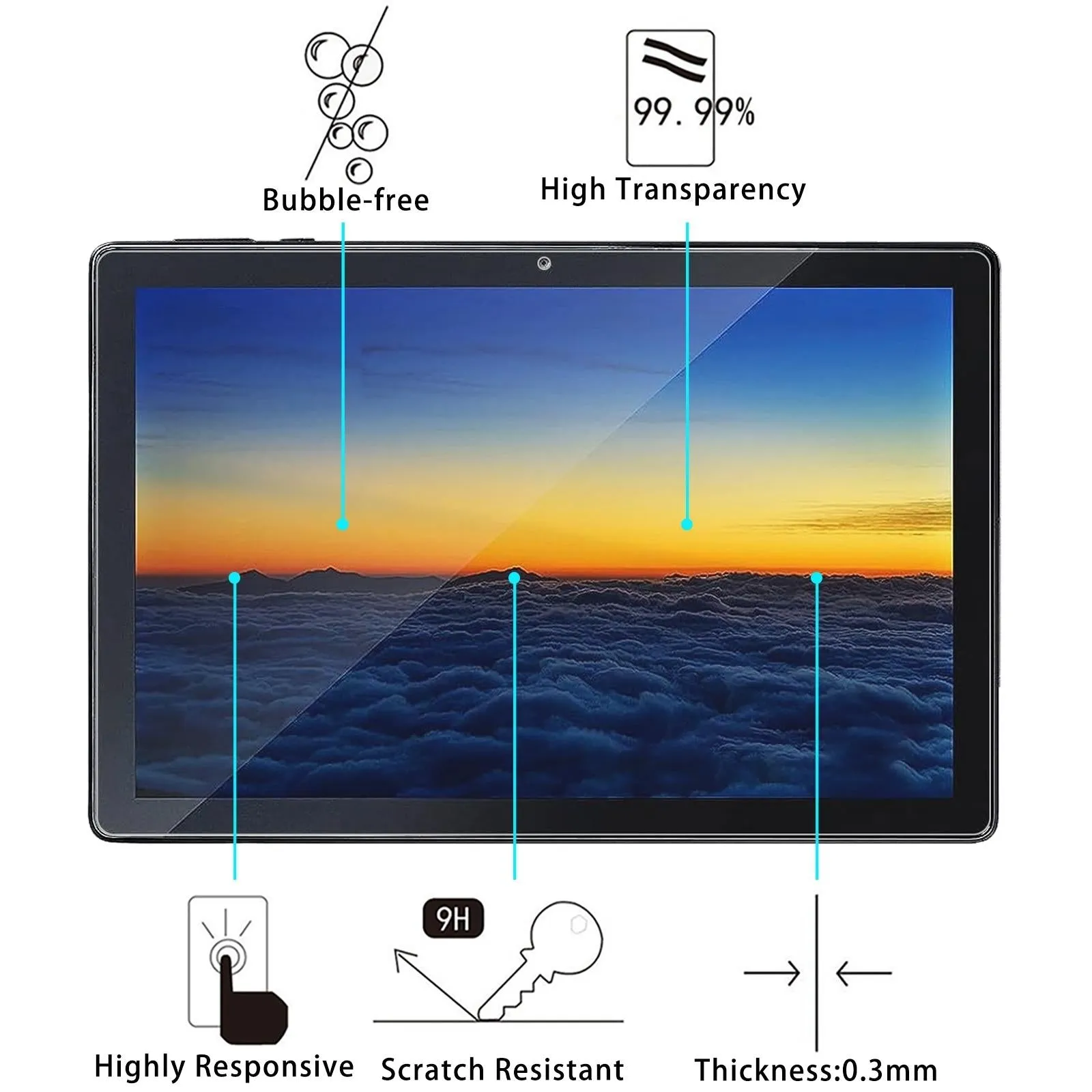 10.1 Tempered Glass Film For Luca N1-B - 25Pcs 9H 0.3Mm Explosion-Proof