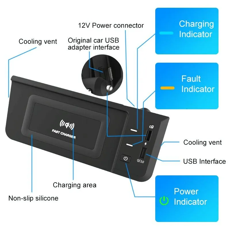 15w / 10w Wireless Charger for Audi Q5l 2018-2022 - Qi Standard