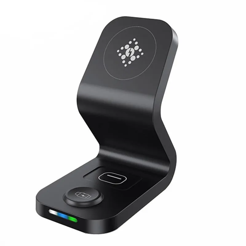 3 In 1 Magnetic Wireless Charger For Mobile Devices Black