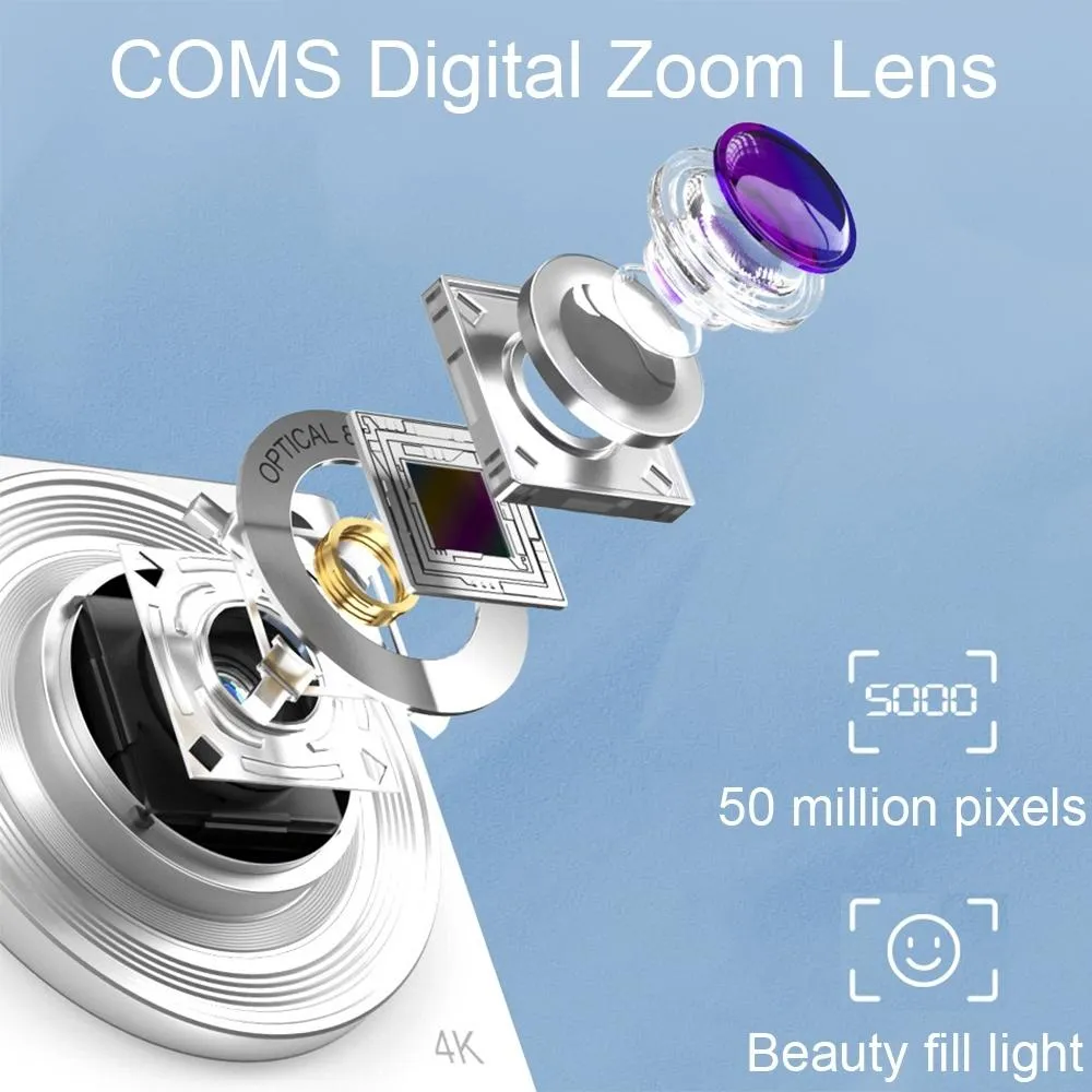 4k 8x Optical Zoom Telescopic Lens Digital Camera - Black 2.88 Inch