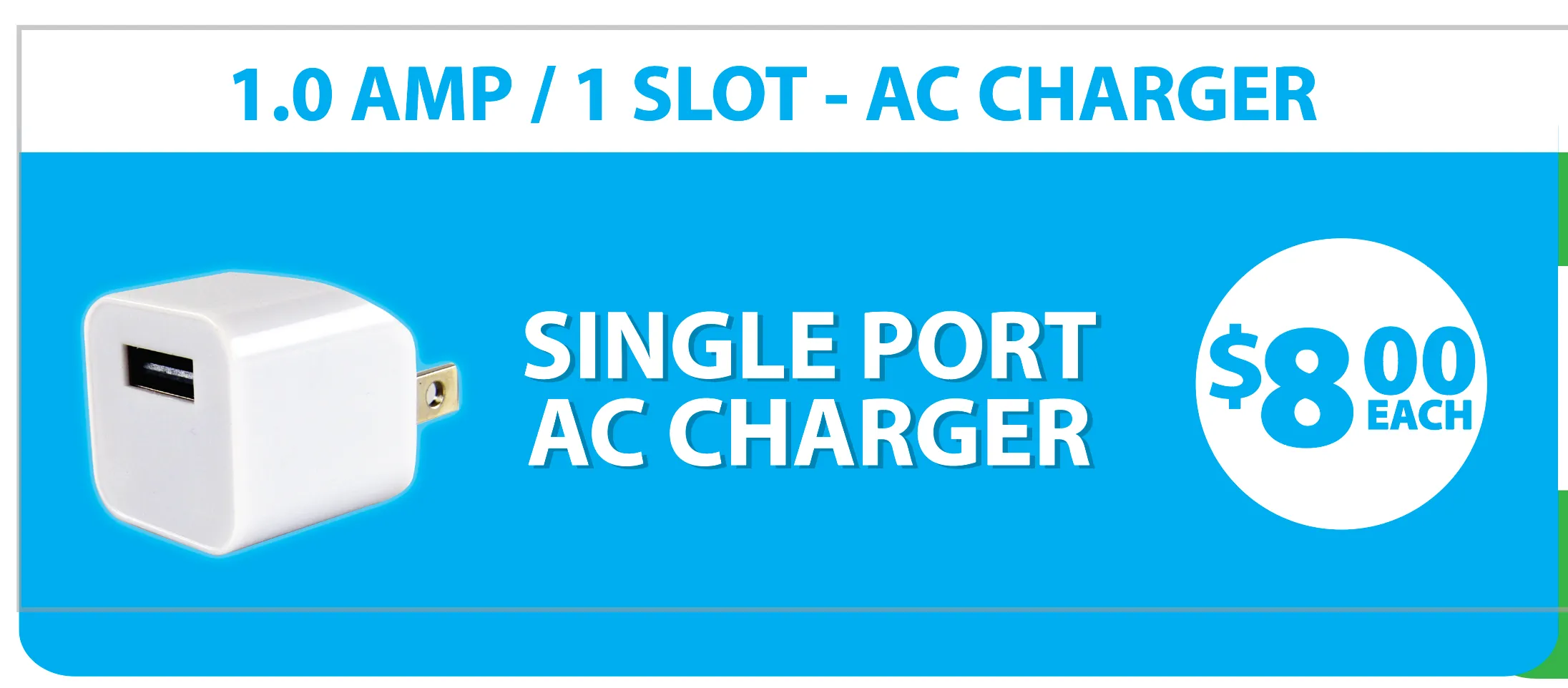 AC Wall Charger with USB Port 1 Amp - 18 Pieces Per Pack 22852
