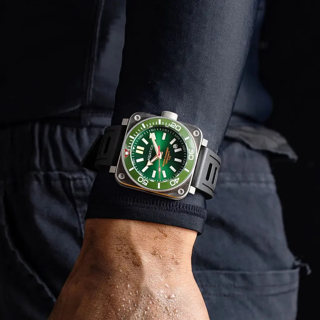 Aquatico Steel Man Green Dial Ceramic Bezel Watch (SWISS MADE Sellita sw200-1)