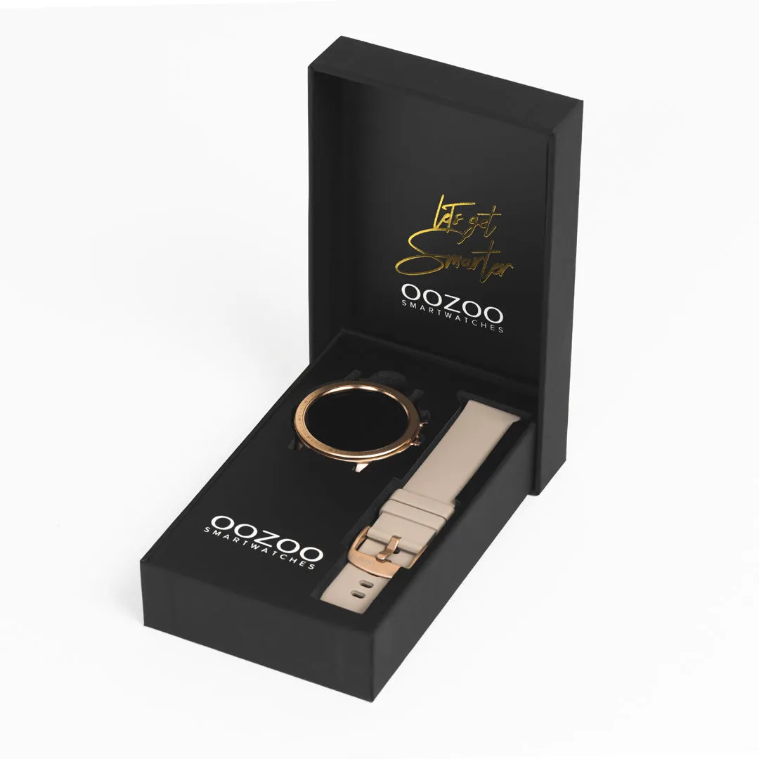 Black OOZOO smartwatch with pink grey rubber strap - Q00329