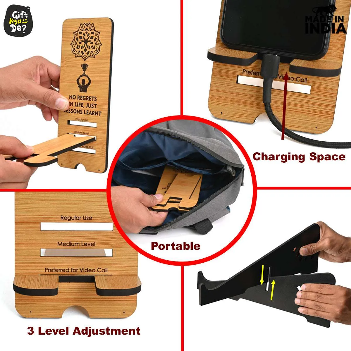 Cross Laptop Stand For Desk With Mobile Stand | Portable Easy to Carry | Compatible with All (2 pc Combo Pack) (eco Friendly)