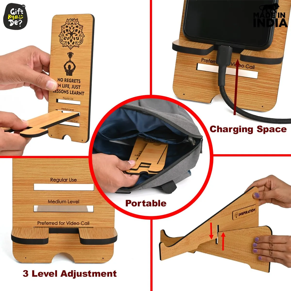 Cross Laptop Stand For Desk With Mobile Stand | Portable Easy to Carry | Compatible with All (2 pc Combo Pack) (eco Friendly)
