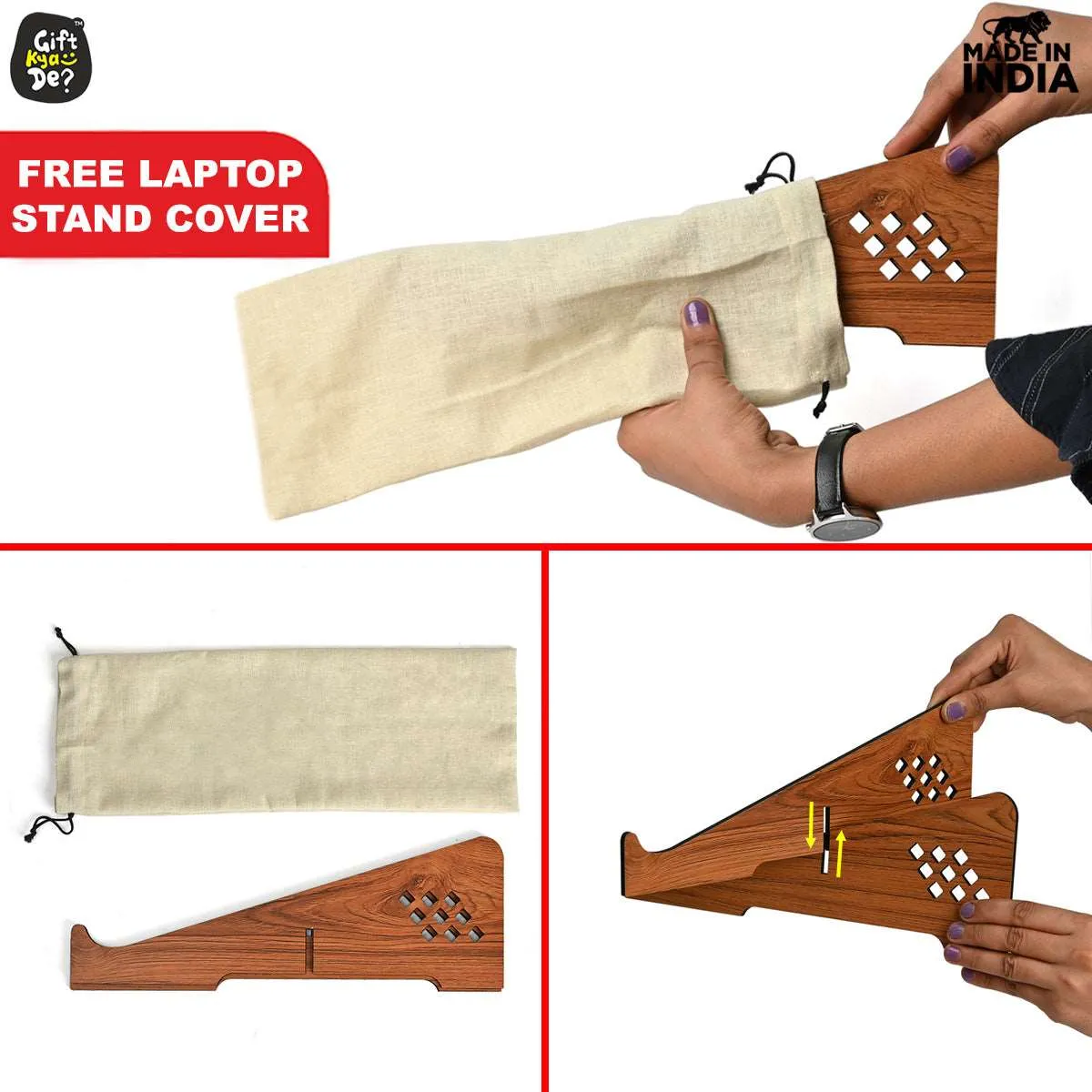 Cross Laptop Stand For Desk With Mobile Stand | Portable Easy to Carry | Compatible with All (2 pc Combo Pack) (eco Friendly)
