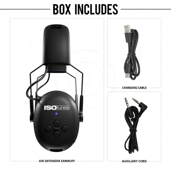 Earmuffs - ISOtunes AIR DEFENDER Bluetooth Earmuff, Black/Safety Green, IT-46