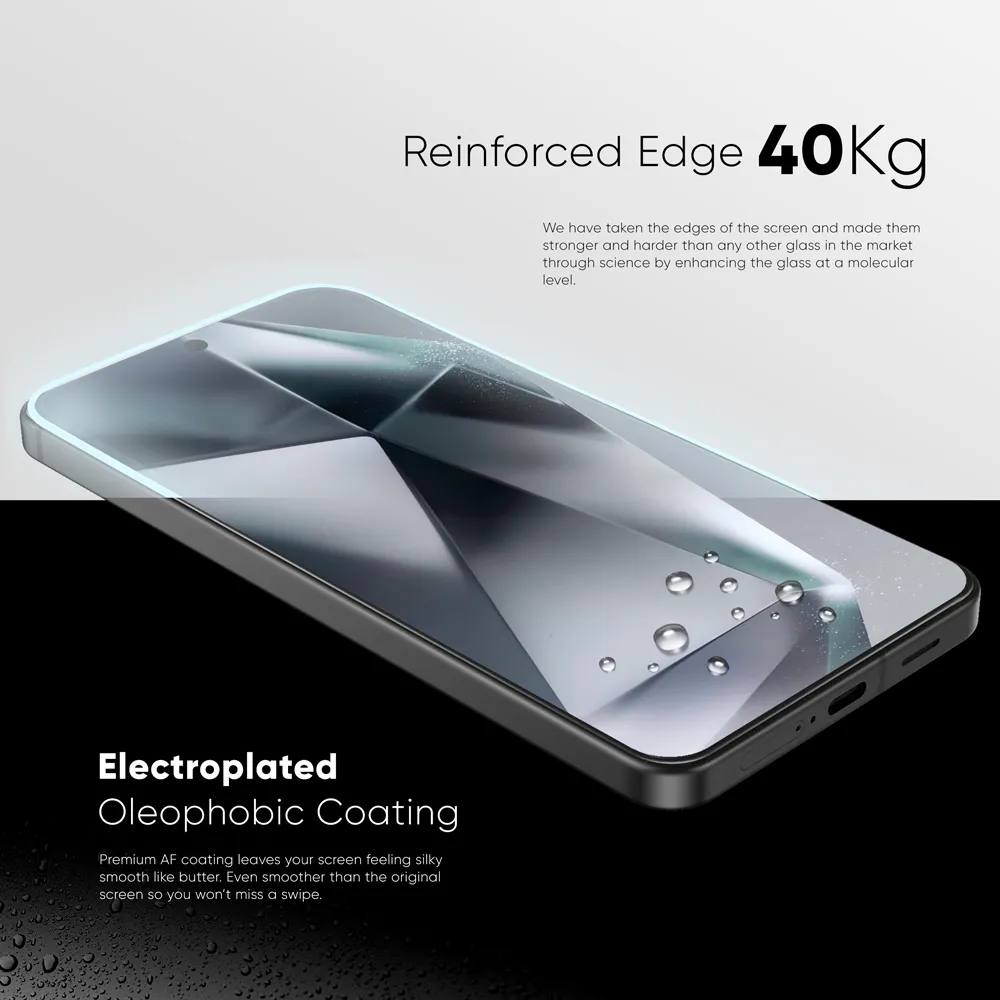 FLOLAB NanoArmour ONETIME Samsung Galaxy S24 Plus Screen Protector Anti Microbial, Fingerprint ID Compatible