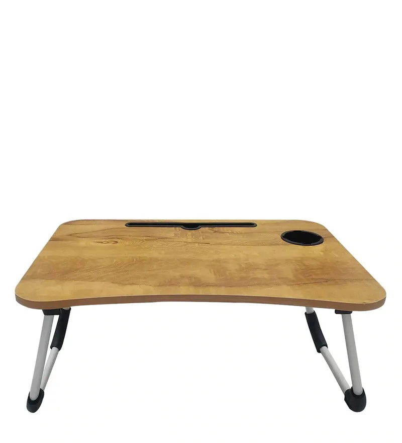 Kawachi Folding Laptop Table with Cup, Phone and Pen Holder Writing Study, Bed Tray TableKW40 Rustic Beige