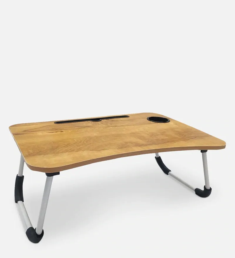 Kawachi Folding Laptop Table with Cup, Phone and Pen Holder Writing Study, Bed Tray TableKW40 Rustic Beige