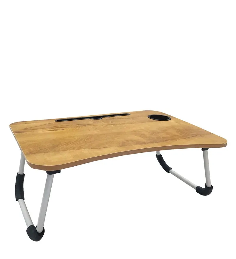 Kawachi Folding Laptop Table with Cup, Phone and Pen Holder Writing Study, Bed Tray TableKW40 Rustic Beige