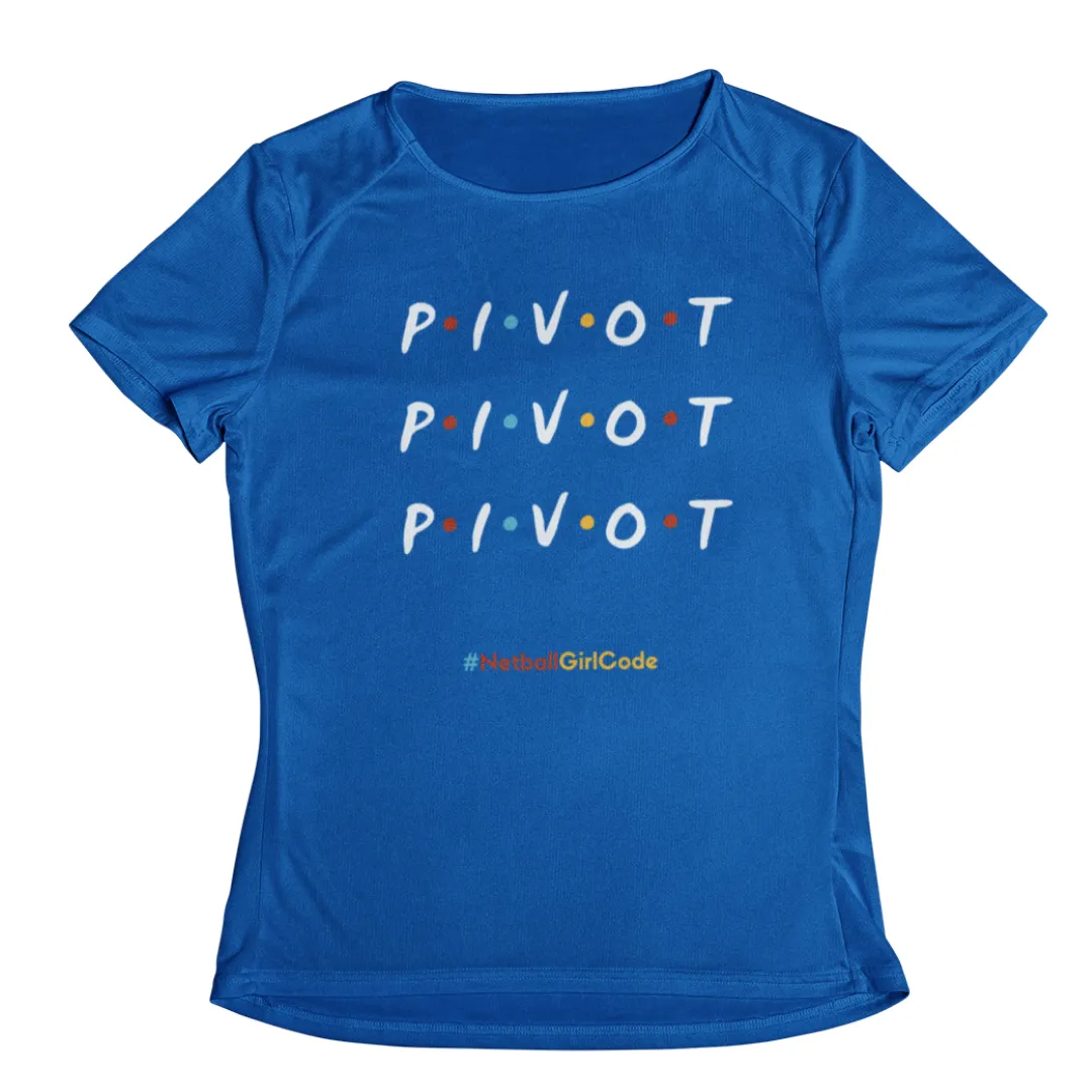 'Pivot Pivot Pivot' Kids Performance Netball T-Shirt