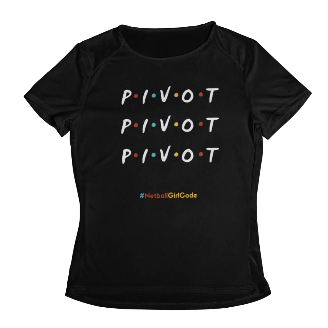 'Pivot Pivot Pivot' Kids Performance Netball T-Shirt