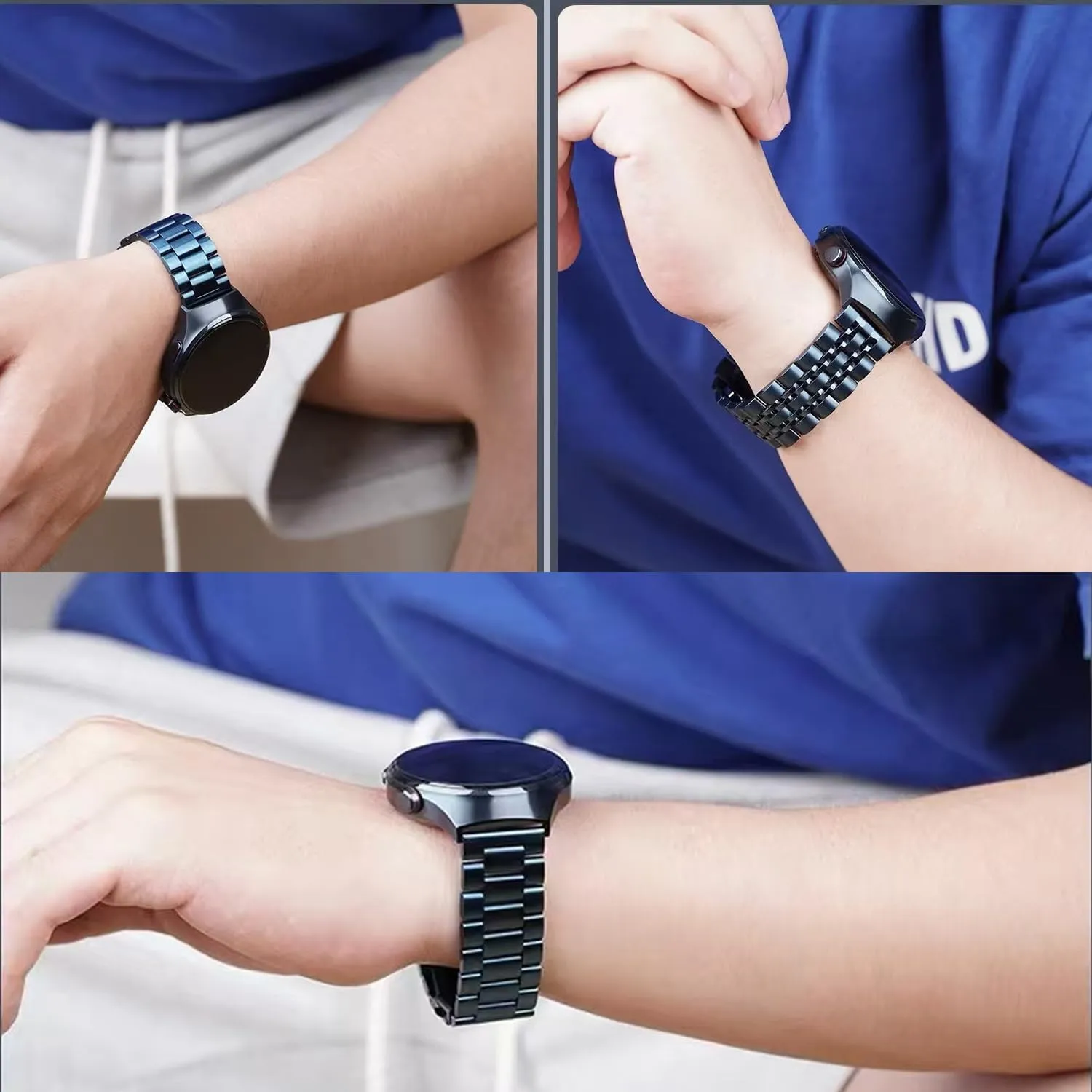 Quick Release Stainless Steel Watch Band 18mm 20mm 22mm 24mm Universal Replacement Watch Strap Adjustable and Removal Men Women Metal Watch Strap Bracelet
