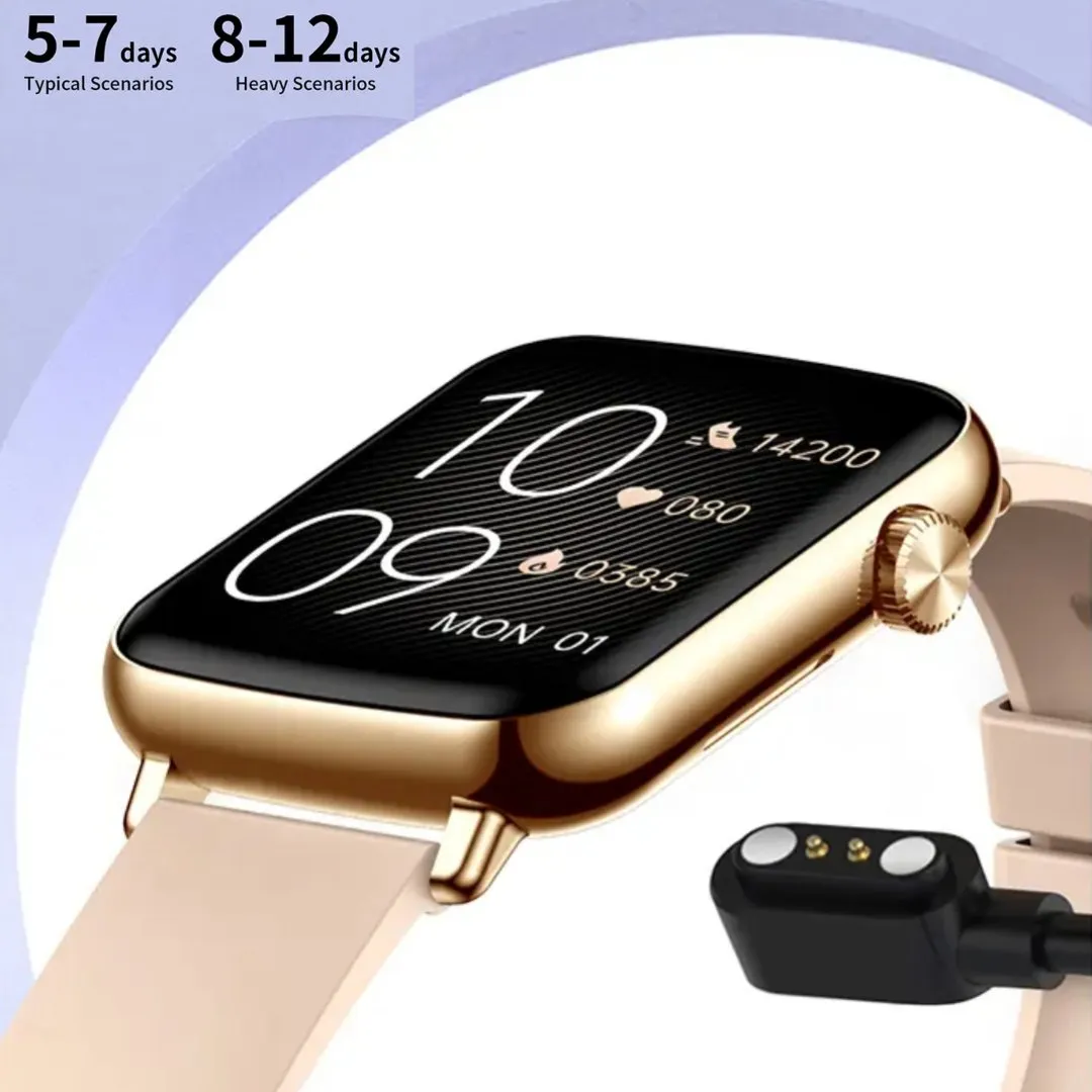 TUTT H90 Men and Women Fashion Smart Watch Reloj BT Call Fashion Design with 1.81 inch HD Screen Heart Rate Monitor Fitness Tracking |Two Straps Rubber &Steel