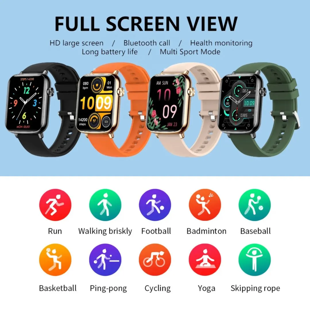 TUTT H90 Men and Women Fashion Smart Watch Reloj BT Call Fashion Design with 1.81 inch HD Screen Heart Rate Monitor Fitness Tracking |Two Straps Rubber &Steel